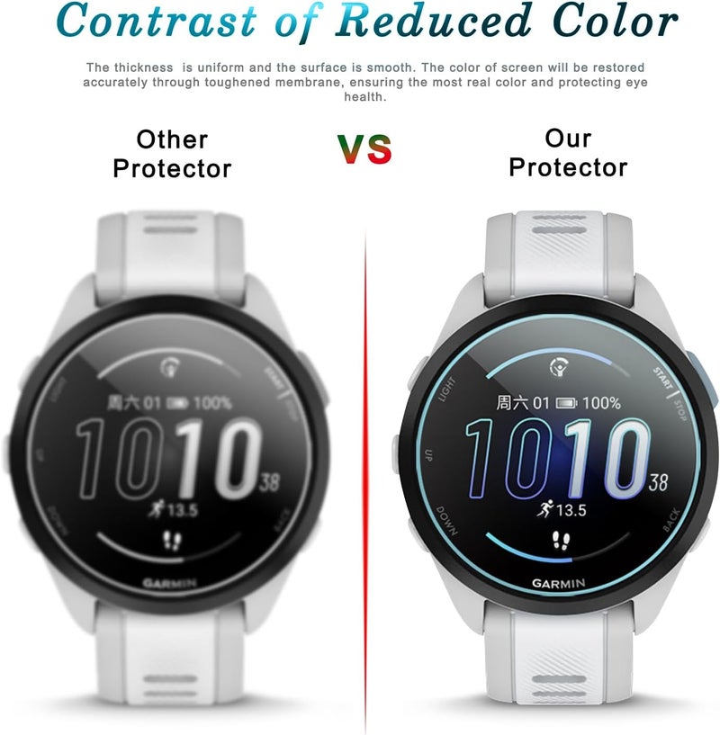 Suoman 3+2 Pack for Garmin Forerunner 165 Screen Protector, Charger Port +[Anti-Scratch] 9H Hardness Tempered Glass Screen Protective Film - Image 4